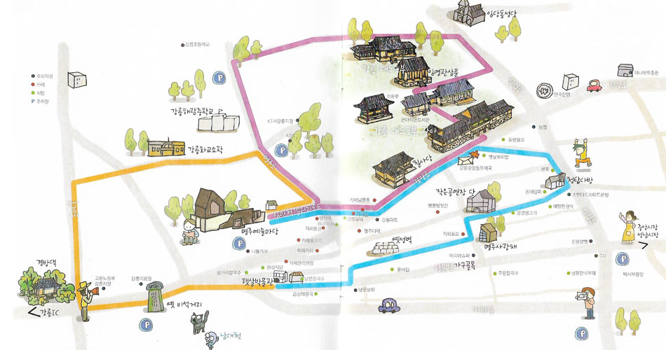 명주동 마을지도 (출처:강릉문화재단)