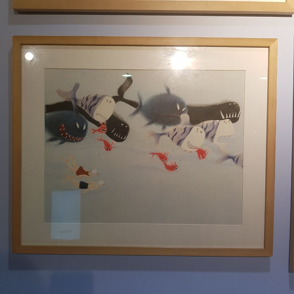 동화책 '수영장' 원화. 상상의 동물들