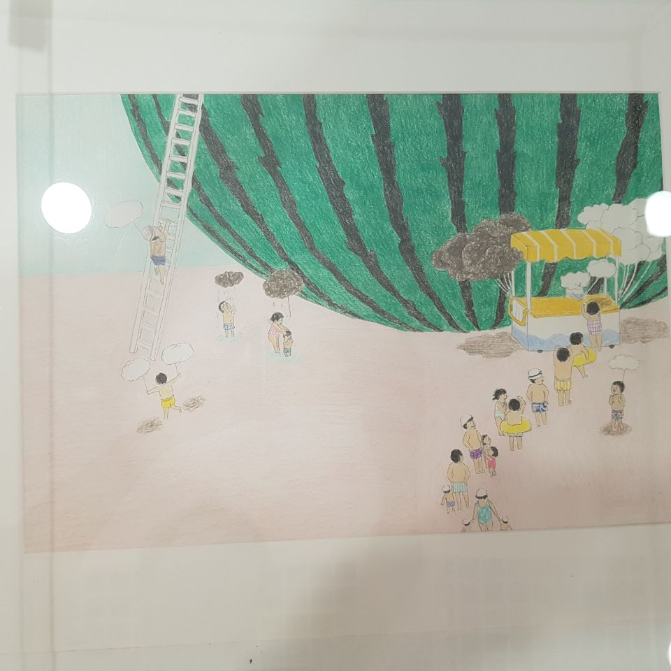 '수박수영장' 원화. 상상력이 돋보인다.