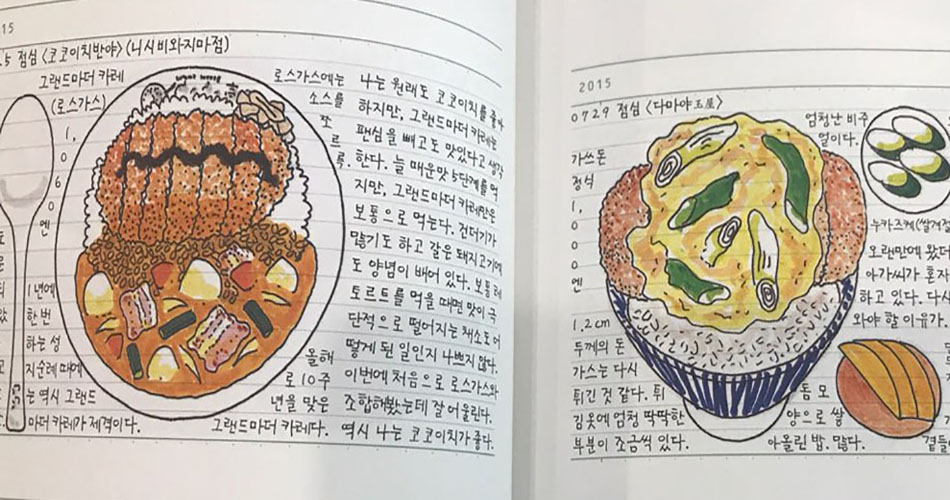 샐러리맨 시노다 부장의 식사일지. 그는 25년 동안 매일 식사일지를 적었다.