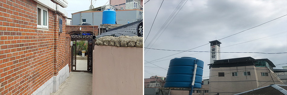 남해 시내 곳곳의 모습들. 사진은 한 민가와 공중목욕탕