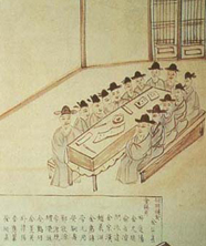 갑오개혁(甲午改革)은 1894~1895년 사이 조선 정부에서 전개한 제도 개혁 운동으로, 갑오경장(甲午更張)이라고도 불렸다. 그림은, 1894년 1차 갑오개혁 때 만들어진 관청인 군국기무처(軍國機務處)를 그린 것이다. 이 군국기무처를 통하여 제1차 갑오개혁을 추진하게 된다.