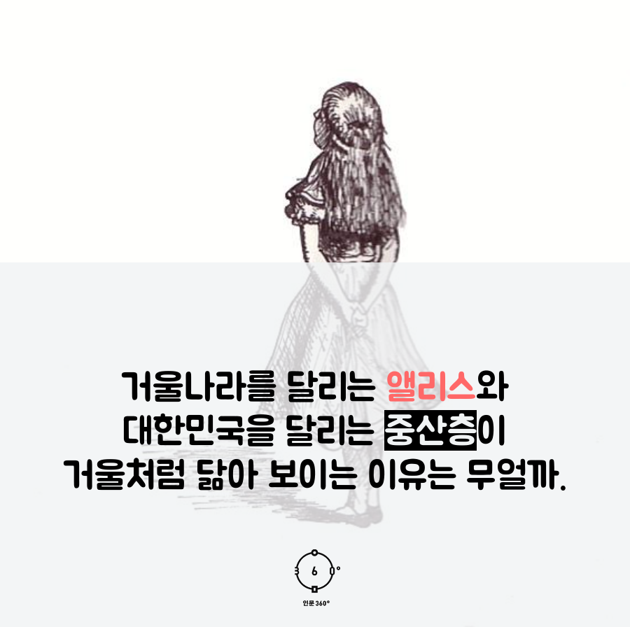 거울나라를 달리는 앨리스와 대한민국을 달리는 중상층이 거울처럼 닮아 보이는 이유는 무얼까.