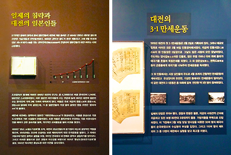 (좌)일제의 침략과 대전의 일본인들, (중)대전의 3·1만세운동