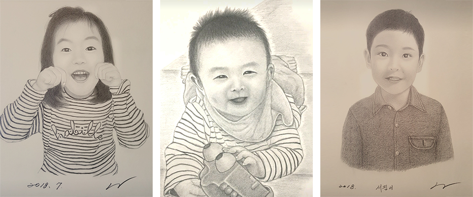 어린이들의 연필인물화 2018.7, 2018. 서진이