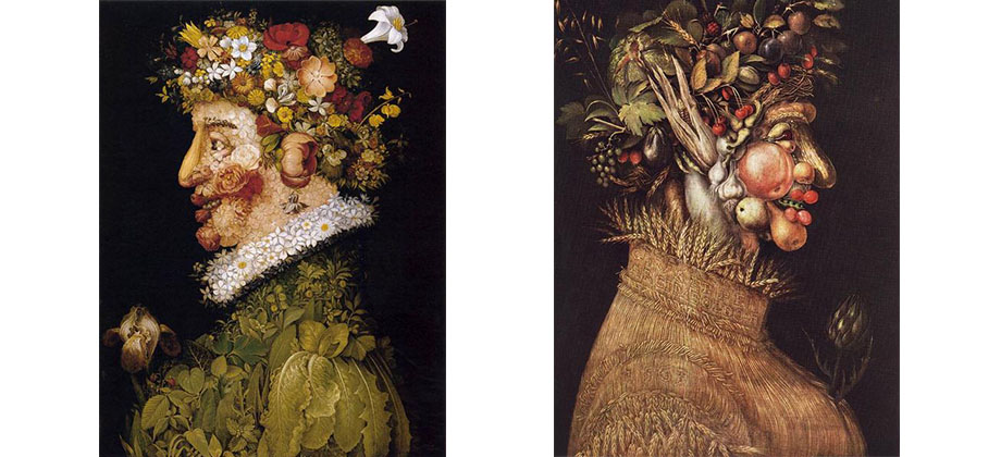 주세페 아르침볼도(Guiseppe Arcimboldo; 이탈리아, 1527~1593)의 봄(Spring)(1563) / 여름(Summer)(1563) ©WikiArt