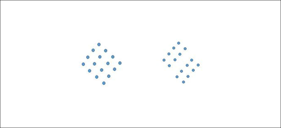▲ 16개의 작은 동그라미라기보다, 1개의 다이아몬드 모양  2개의 기울어진 네모로 보인다! _김민정