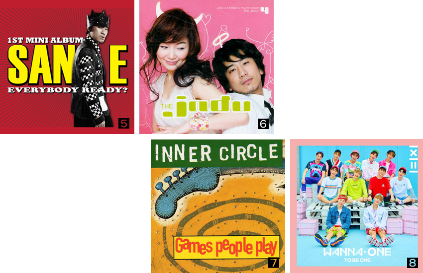 5.산이의 ‘놀자’ / 6.더 자두의 ‘놀자’ / 7.이너 서클의 ‘Games people play’ / 8.워너원의 ‘에너제틱’