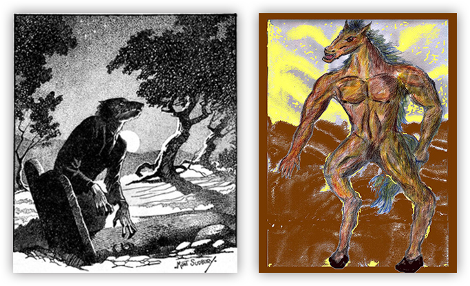 스코틀랜드의 울버(wulver)(좌)와 필리핀의 틱발랑(Tikbalang)(우) (이미지 출처: Transceltic, Wikipedia)