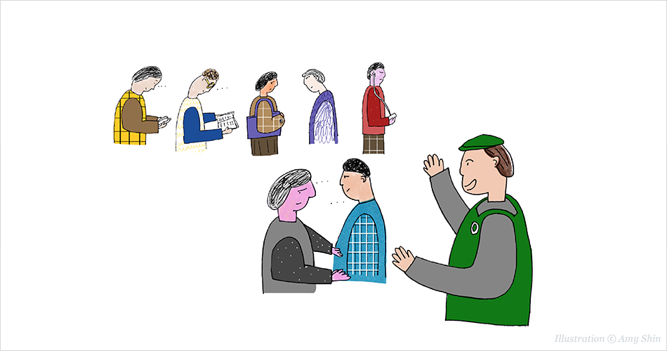 친절한 인사를 건네도