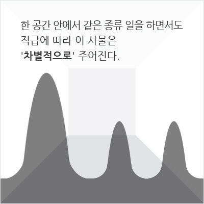 한 공간 안에서 같은 종류 일을 하면서도 직급에 따라 이 사물은 '차별적으로' 주어진다