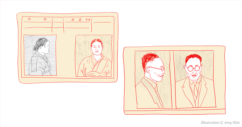 일제감시대상 인물카드 氏名 年月日生  Illustration ⓒ Amy Shin