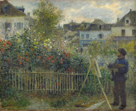 아르장퇴유의 자택 정원에서 그림을 그리고 있는 모네(Monet Painting in His Garden at Argenteuil) 1873년,  캔버스에 유채