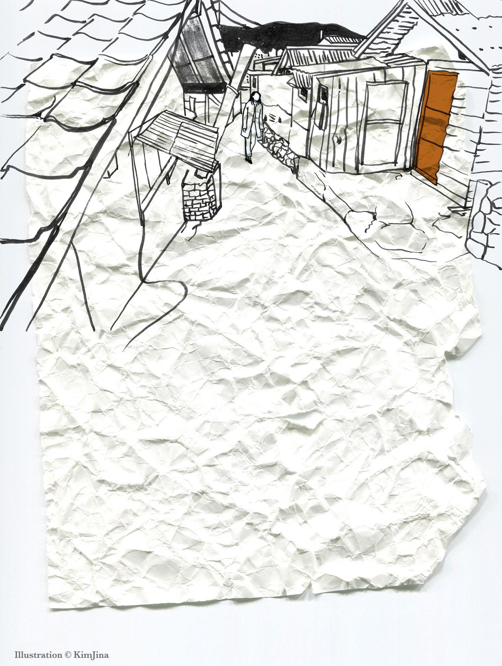 가파른 산동네 길을 오르며 소녀는 외로움을 참고 또 참는다.  illustration Kim Jina  