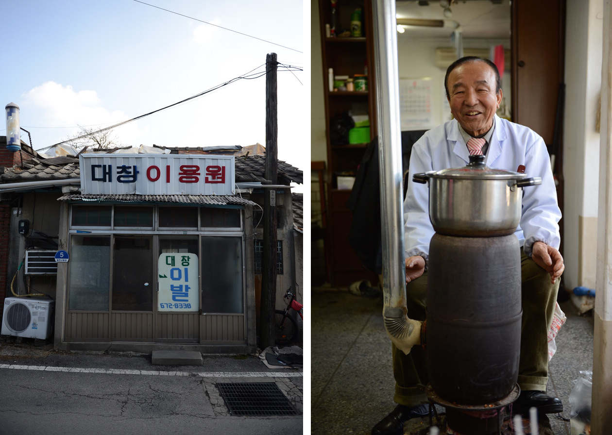 좌) 대창이용원 외관, 우) 이종완 이발사