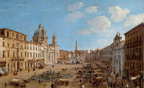 가스파르 반 비텔(Gaspar van Wittel) 로마 나보라 광장(Piazza Navona, Rome),1699년, 캔버스에 유채, 96.5 x 216cm