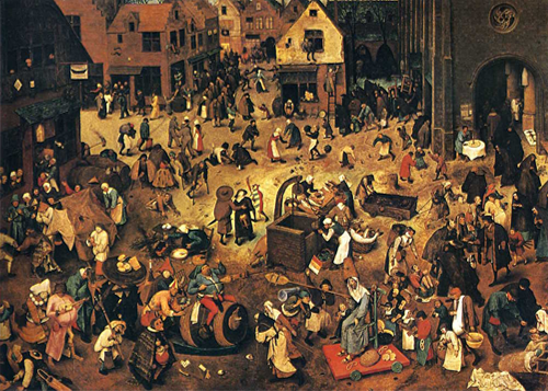 사육제와 사순절의 싸움(The Fight between Carnival and Lent), 1559년, 판넬에 유채, 118 × 164cm. Kunsthistorisches Museum, Vienna