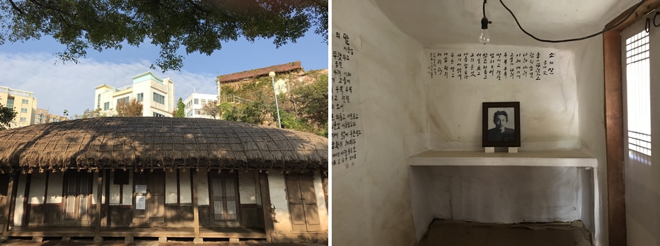 (좌) 이중섭 화가가 거주했던 초가집 (우) 이중섭 화가의 네 식구가 살았던 방 ⓒ양혜영